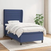 Κρεβάτι Boxspring με Στρώμα Μπλε 100 x 200 εκ. Υφασμάτινο