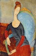 Αναπαραγωγή Mme Hebuterne in a Blue Chair, Modigliani, Amedeo