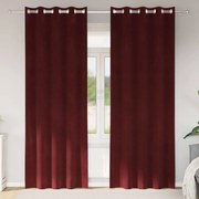 Curtains Ένα οργανικό προϊόν με γαντζάκια 2 τμχ Μπορντό Βελούδο