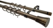 Κουρτινόξυλο Διπλό Επεκτεινόμενο 160-300cm Με Άκρα Grace Bronze 998702