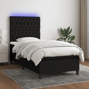 ΚΡΕΒΑΤΙ BOXSPRING ΜΕ ΣΤΡΩΜΑ &amp; LED ΜΑΥΡΟ 80X200 ΕΚ. ΥΦΑΣΜΑΤΙΝΟ 3135071