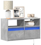 Έπιπλο Τηλεόρασης με LED Γκρι Σκυροδέματος 80x31x45 εκ.