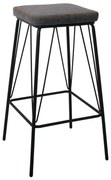 PANTON Σκαμπό BAR, Μέταλλο Βαφή Μαύρο, PU Απόχρωση Vintage Grey