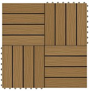 vidaXL Πλακάκια Deck 11 τεμ. Ανάγλυφα Χρώμα Teak 30x30 εκ. 1 μ² WPC