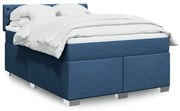 vidaXL Κρεβάτι Boxspring με Στρώμα Μπλε 160x200 εκ. Υφασμάτινο