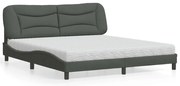 vidaXL Κρεβάτι Σκούρο Γκρι 180x200 εκ Υφασμάτιν
