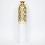 Βάζο Επιδαπέδιο Μεταλλικό 752-22013 18x18x86.5cm Gold-White Estheti Home Μέταλλο