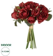 Artificial Garden RED ROSE BOUQUET 21307 Τεχνητό Διακοσμητικό Μπουκέτο Τριαντάφυλλα Κοκκινο Y24cm Globostar-21307-Κόκκινο 21307