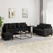 vidaXL Σετ Σαλονιού 3 Τεμαχίων Μαύρο από Βελούδο με Μαξιλάρια
