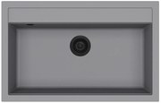 Helika Quadro SQQ 103 Ένθετος Γρανιτένιος Νεροχύτης με Βαλβίδα Μαύρη Μ79.5xΠ50.5cm Γκρί