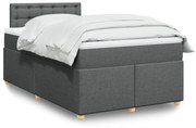 Κρεβάτι Boxspring με Στρώμα Σκούρο Γκρι 120x190 εκ Υφασμάτινο - Γκρι