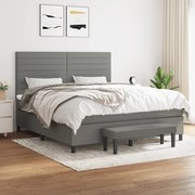 Κρεβάτι Boxspring με Στρώμα Σκούρο Γκρι 160x200 εκ Υφασμάτινο - Γκρι