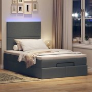 vidaXL Οθωμανικό κρεβάτι με στρώμα &amp; LEDs Σκούρο γκρι 120x200cm Ύφασμα