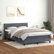 vidaXL Κρεβάτι Boxspring με Στρώμα Σκούρο Γκρι 140x210 εκ. Βελούδινο