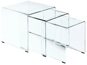 Σετ-3 Τραπεζάκια Glasser Clear ΕΜ725,1 Γυαλί 10mm 42x42x42cm