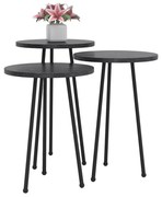 Τραπεζάκι σαλονιού KISSA C18174.02 Σετ 3 τμχ Μελαμίνη Μαύρο Μάρμαρο και Μαύρα Μεταλλικά πόδια 33x33x53 εκ.