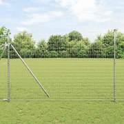 vidaXL Φράχτης με Στήλες. Ασημί 1.6 x 10 m Ατσάλι