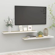 vidaXL Ράφια Τοίχου 2 τεμ. Χρώμα Δρυός / Λευκά 120 x 23,5 x 3,8 εκ MDF