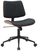 Καρέκλα γραφείου εργασίας Amani μαύρο pu-καρυδί plywood 52x54x90.5εκ 52x54x90.5 εκ.