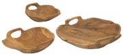 Artekko Woody Μπολ από Ξύλο Teak Φυσική Απόχρωση (40x40x8)cm (30x30x8)cm (21x21x6.5)cm Σετ/3