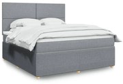 Κρεβάτι Boxspring με Στρώμα Ανοιχτό Γκρι 180x200 εκ. Υφασμάτινο - Γκρι