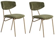Καρέκλα Nancy (Σετ 2Τμχ) 566WYL1136 48x59x80cm Green-Gold Μέταλλο,Ύφασμα