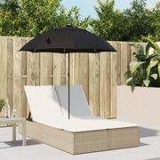 Ξαπλώστρα Διπλή Μπεζ από Συνθετικό Ρατάν με Μαξιλάρια/Ομπρέλα