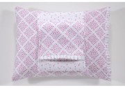 Σεντόνια Βρεφικά 770 (Σετ 3τμχ) White-Pink Down Town Κούνιας 125x175cm 100% Cotton Satin