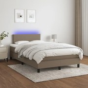 Κρεβάτι Boxspring με Στρώμα &amp; LED Taupe 120x200 εκ. Υφασμάτινο - Μπεζ-Γκρι