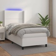 ΚΡΕΒΑΤΙ BOXSPRING ΜΕ ΣΤΡΩΜΑ &amp; LED ΛΕΥΚΟ 90X200 ΕΚ. ΣΥΝΘ. ΔΕΡΜΑ 3139302