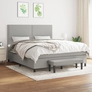 vidaXL Κρεβάτι Boxspring με Στρώμα Ανοιχτό Γκρι 180x200 εκ. Υφασμάτινο