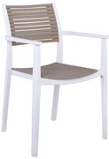 WOODWELL Ε350,11AKRON Πολυθρόνα PP-UV Άσπρο - Sand Beige 60x55x85cm Ε350,11