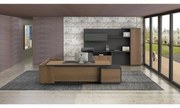 Γραφείο Proline Δεξιά Γωνία Dark Wallnut/Black ΕΟ964,R 220x90/200x40 (H.76)cm