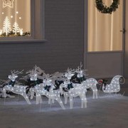 vidaXL LED Ρούντερ 7 pcs Λευκό ύφασμα