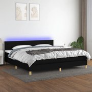 ΚΡΕΒΑΤΙ BOXSPRING ΜΕ ΣΤΡΩΜΑ &amp; LED ΜΑΥΡΟ 200X200 ΕΚ. ΥΦΑΣΜΑΤΙΝΟ 3133823