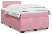 vidaXL Κρεβάτι Boxspring με Στρώμα Ροζ 120x190 εκ. Βελούδινο