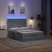 vidaXL Οθωμανικό κρεβάτι με στρώματα &amp; LEDs Σκούρο γκρι Βελούδο