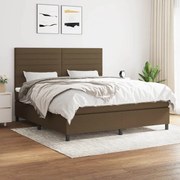 Κρεβάτι Boxspring με Στρώμα Σκούρο Καφέ 160x200 εκ Υφασμάτινο - Καφέ