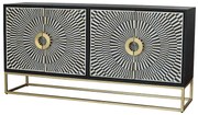 Artekko Μπουφές 160x40x80 δίπορτος μάυρος-λευκός με χρυσή μεταλλική βάση Artekko 48681