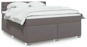 vidaXL Κρεβάτι Boxspring με Στρώμα Γκρι 180x200 εκ. Συνθετικό Δέρμα