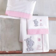 Σεντόνια Βρεφικά Με Κέντημα Sander 583 (Σετ 3τμχ) Pink Ρυθμός Κούνιας 100x160cm 100% Cotton