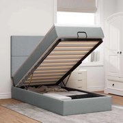 Οθωμανικό κρεβάτι με στρώμα &amp; LEDs Ανοιχτό γκρι 80x200cm ύφασμα 3313878