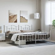 vidaXL Πλαίσιο Κρεβατιού με Κεφαλάρι&Ποδαρικό Λευκό 193x203εκ. Μέταλλο