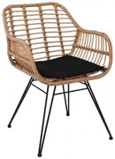 SALSA Πολυθρόνα (NEW) Μεταλλική Μαύρη/Wicker Φυσικό 55x66x76cm Ε244,Κ