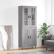 vidaXL Ντουλάπι Γκρι Sonoma 69,5 x 34 x 180 εκ. Επεξεργασμένο Ξύλο
