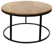 Τραπέζι σαλονιού Drion oak μελαμίνης-μαύρο μέταλλο Φ60x40εκ 60x60x40 εκ.