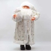 Χριστουγεννιάτικη Διακοσμητική Φιγούρα Αϊ Βασίλης Με Γούνινα Ρούχα & Σάκο 600-46637 80cm White