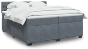 vidaXL Κρεβάτι Boxspring με Στρώμα Σκούρο Γκρι 200x200 εκ. Βελούδινο