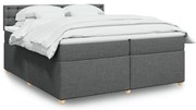 vidaXL Κρεβάτι Boxspring με Στρώμα Σκούρο Γκρι 200x200 εκ. Υφασμάτινο