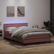 vidaXL Κρεβάτι Boxspring με Στρώμα Ροζ 140x210 εκ. Βελούδινο